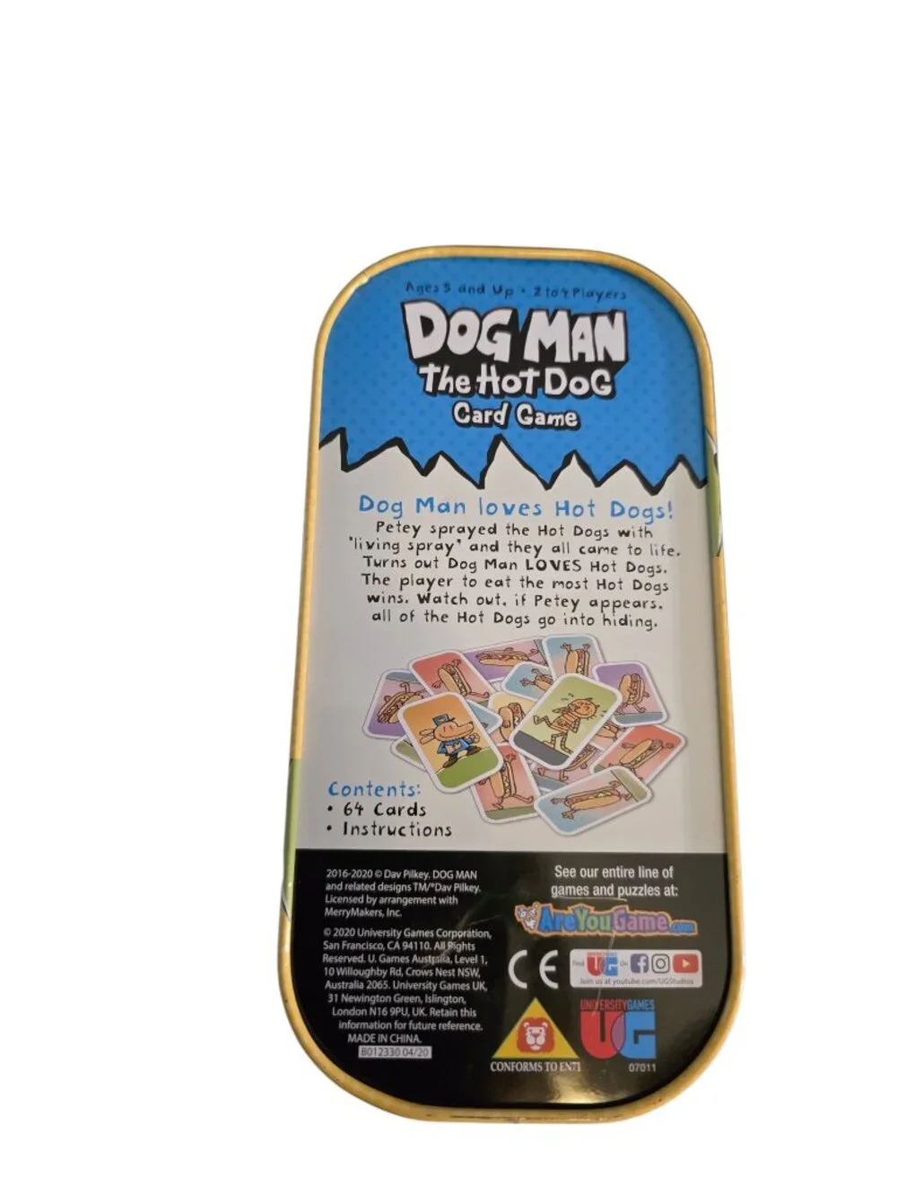 Dog Man The Hot Dog Card Game Complete 64 Cards Tin Dav Pilkey University Games
